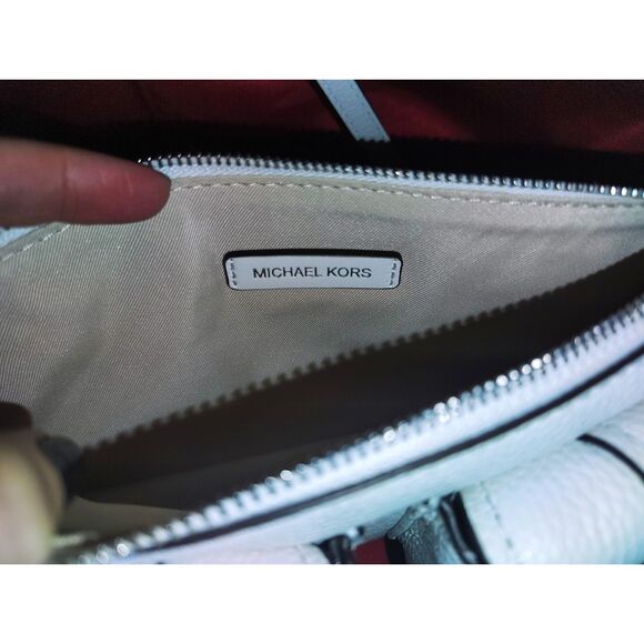 MICHAEL Michael Kors Zoe Small Convertible Pouchette White Leather Shoulder Bag - Picture 6 of 8